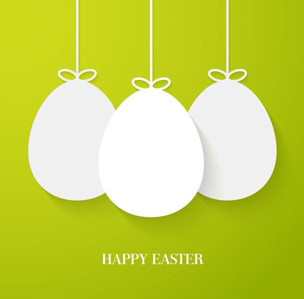 Easter greeting card with hanging paper eggs. - Vektor, obrázek
