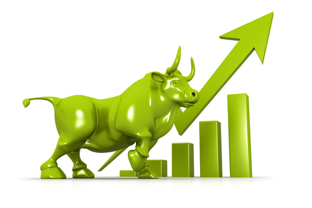 Business growth chart and bull - Photo, Image