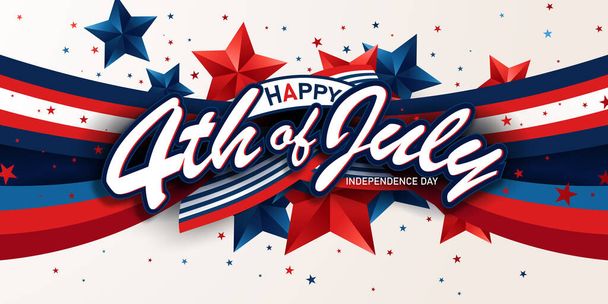 4th of July Background USA Independence Day Celebration Advertising Banner Vector Illustration - Foto, afbeelding