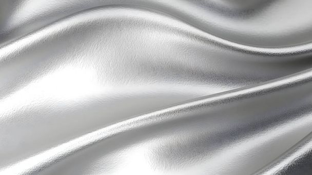 Silver metallic wall with wave surface, abstract texture background. Generative AI illustration - Photo, Image