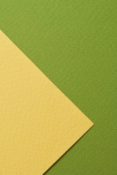 Rough kraft paper background, paper texture yellow green colors. Mockup with copy space for text - Фото, зображення