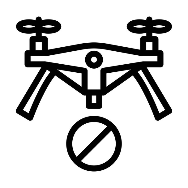 Ei Drone Zone Vector paksu viiva kuvake henkilökohtaiseen ja kaupalliseen käyttöön - Vektori, kuva