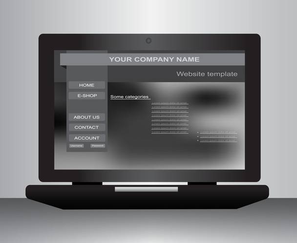Kannettava tietokone verkkosivuilla malli
 - Vektori, kuva