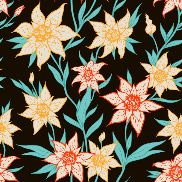  Seamless pattern with orange flowers - Wektor, obraz