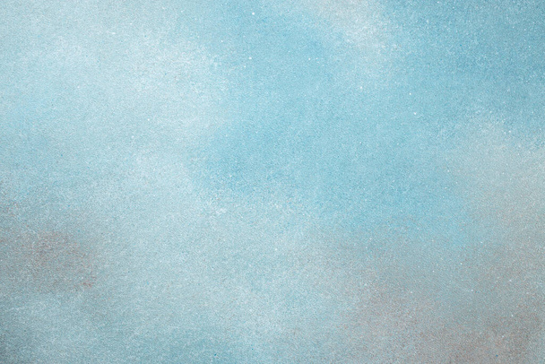 fond en béton bleu, mur de plâtre grungy, endroit pour le texte, vue du dessus, - Photo, image