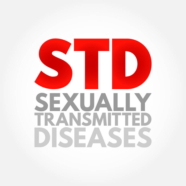 STD Sexually Transmitted Diseases - infections that are passed from one person to another through sexual contact, acronym text concept - Vektor, kép