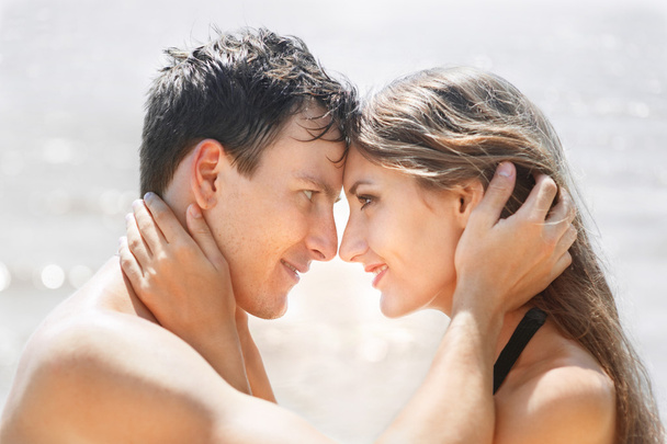Close-up faces of couple in love - Foto, Imagen
