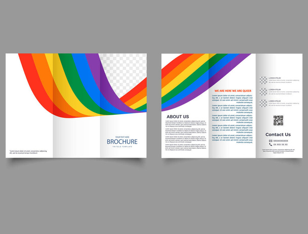 Pride Monat dreifache Broschüre Vorlage. Wellen. lyer Berichtsvorlage. Designvektorillustration. - Vektor, Bild