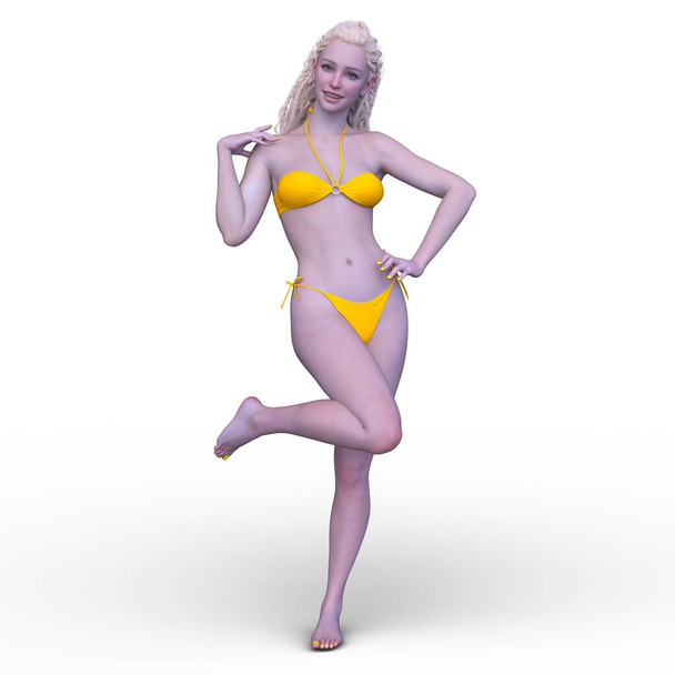 3D rendering of a woman in bikini - Foto, imagen