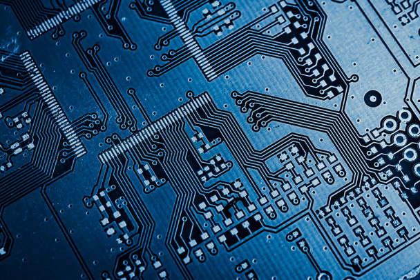 blue printed circuit board with gold plating - Fotó, kép