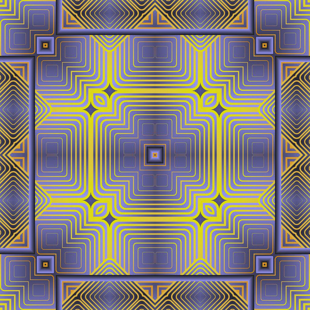 Absztrakt zökkenőmentes texturált háttér lila-kék színekben és sárga vonalak - Vektor, kép