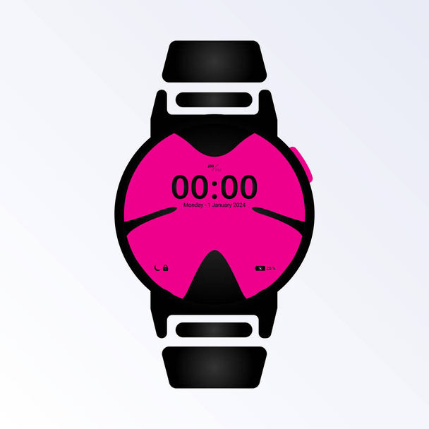 watch, butterfly concept, women's watch accessories, logo concept. smart watch silhouette symbol - Vector, Image