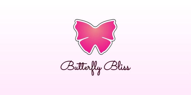  Kelebek saadeti logo tasarımı, kanatlar kelebek kurdelesi, kelebek bandı - Vektör, Görsel