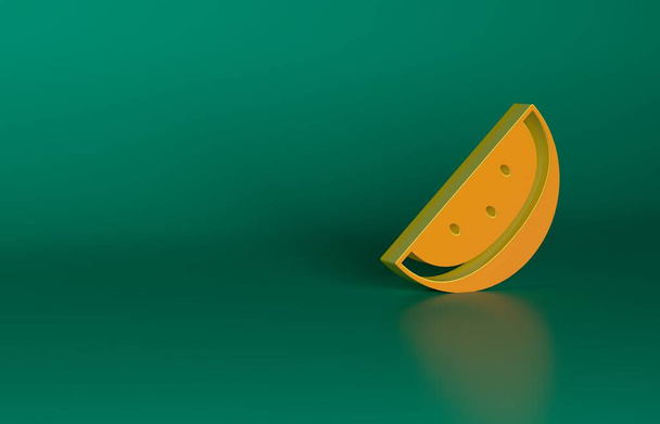 Orange Casino slot machine with watermelon symbol icon isolated on green background. Gambling games. Minimalism concept. 3D render illustration. - Photo, Image