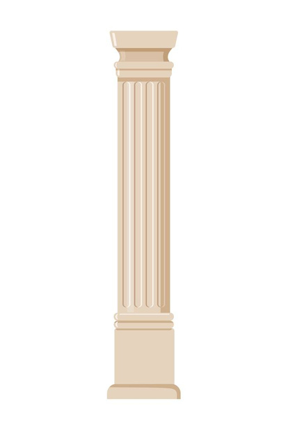 Ancient column concept. History, paleontology and archeology. Marble pillar from old Greece or Rome. Poster or banner for website. Cartoon flat vector illustration isolated on white background - Vector, Image