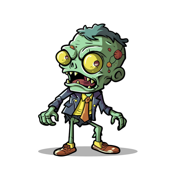 undead fun Desenhos animados animados Zombie personagem ilustração, assustador, halloween - Vetor, Imagem
