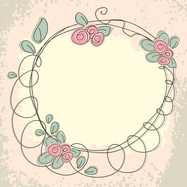 Floral doodle frame with space for text. - Вектор,изображение