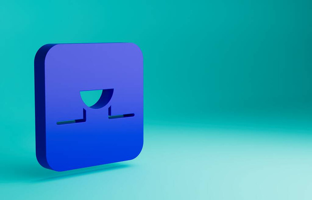 Blue Buzzer in electronic circuit icon isolated on blue background. Minimalism concept. 3D render illustration. - Valokuva, kuva