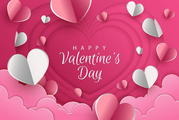 Happy valentine's day background with paper cut style - Vector, Image