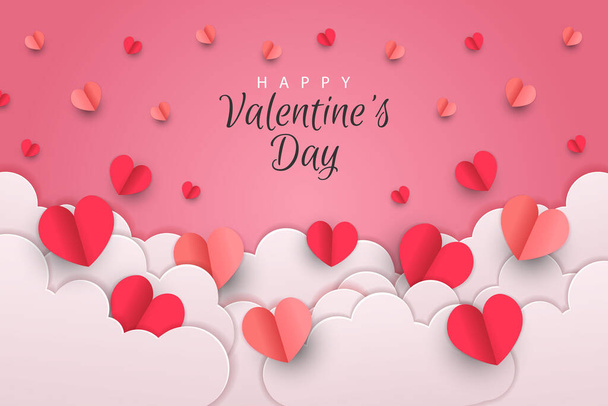 Happy valentine's day background with paper cut style - Vektor, kép