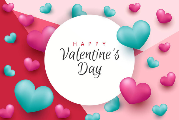 Gelukkige Valentijnsdag achtergrond met realistisch hart en element - Vector, afbeelding