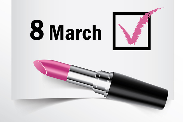 Tick box with lipstick, 8 March concept of woman choice - Вектор,изображение