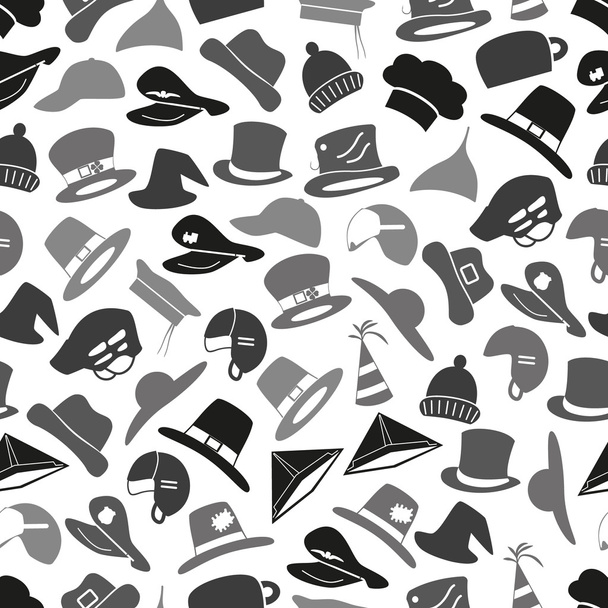 gray hats icons set seamless pattern eps10 - Вектор,изображение