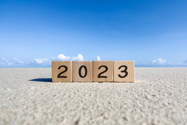 2023 Numbers on Wood Blocks New Year Concept - Zdjęcie, obraz