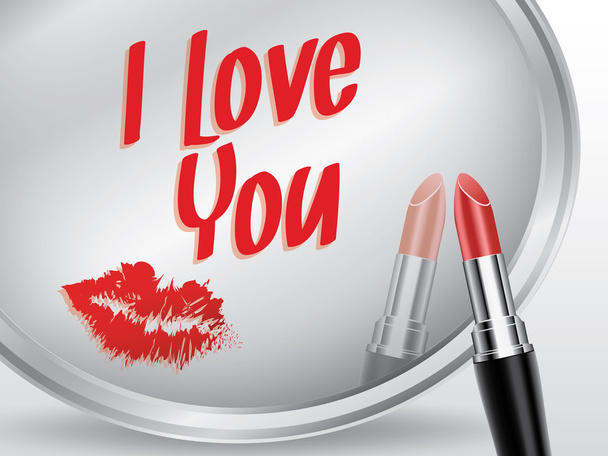 I love You written on mirror by lipstick, vector - Vecteur, image