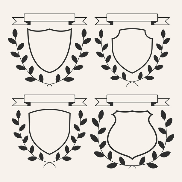 conjunto escudo linha arte logotipo vetor design pacote. - Vetor, Imagem