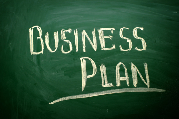 Business Plan title written with chalk on blackboar - Photo, image