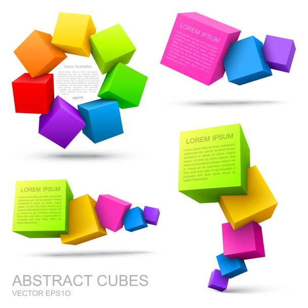 Set of colorful cubes 3D - Vector, Image