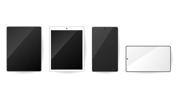 Tablet-PC und leerer Bildschirm isoliert auf weißem Hintergrund - Vektor, Bild