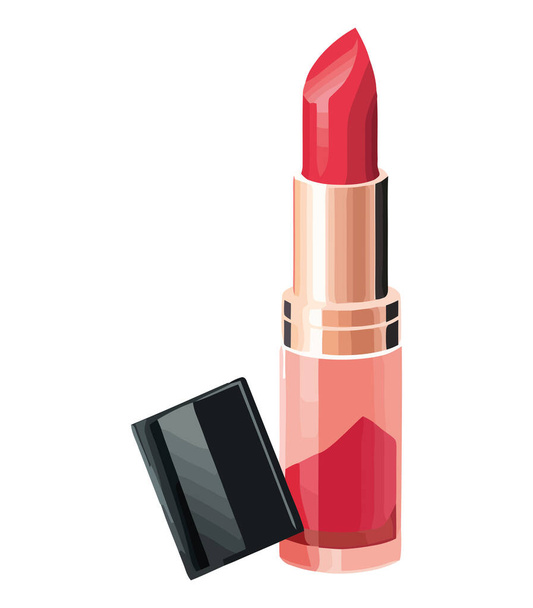 Shiny lipstick tube of pink color over white - Vector, Image