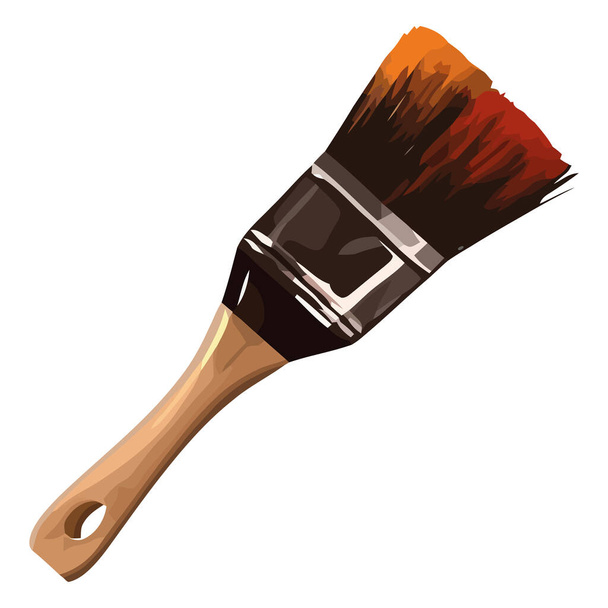 Paintbrush of wood material over white - Vector, Image