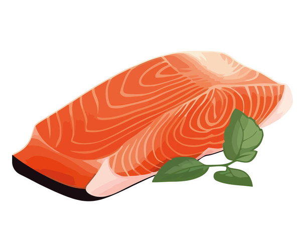 salmon steak illustration vector over white - ベクター画像