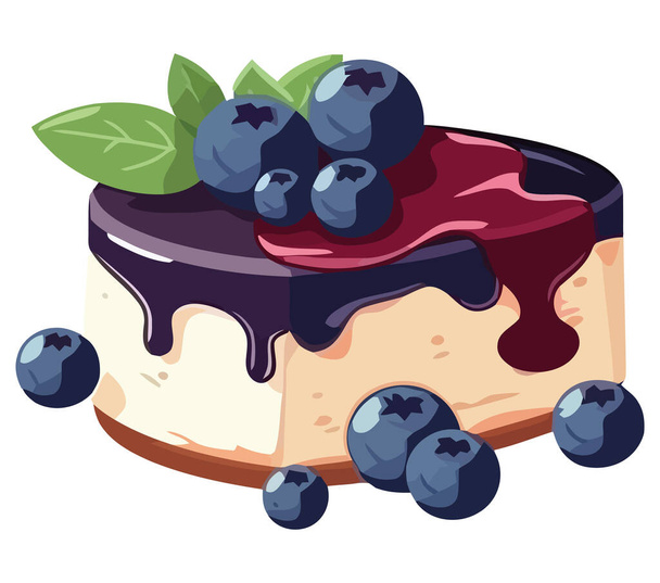 Sweet berry dessert with cream over white - Vector, Image