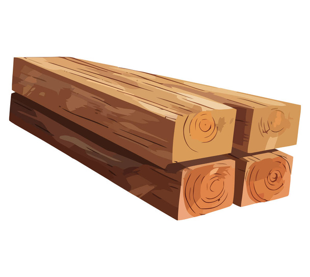 Madera de troncos de madera sobre blanco - Vector, Imagen