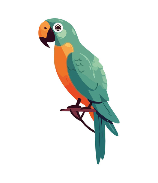 Colorful macaw perched on branch, icon isolated - Vector, imagen