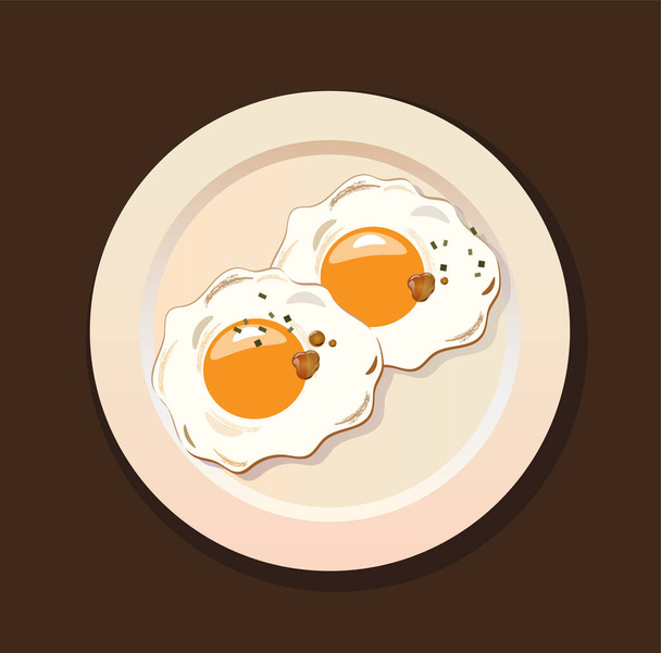 fried egg on a plate. morning breakfast vector illustration - Vector, imagen