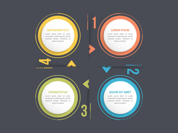 Circle diagram template with four steps or options, infographic template for web, business, presentations, vector eps10 illustration - Vettoriali, immagini