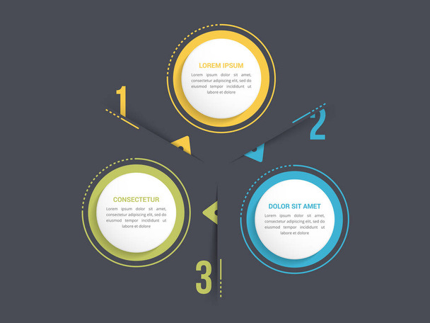 Circle diagram template with three steps or options, infographic template for web, business, presentations, vector eps10 illustration - Διάνυσμα, εικόνα