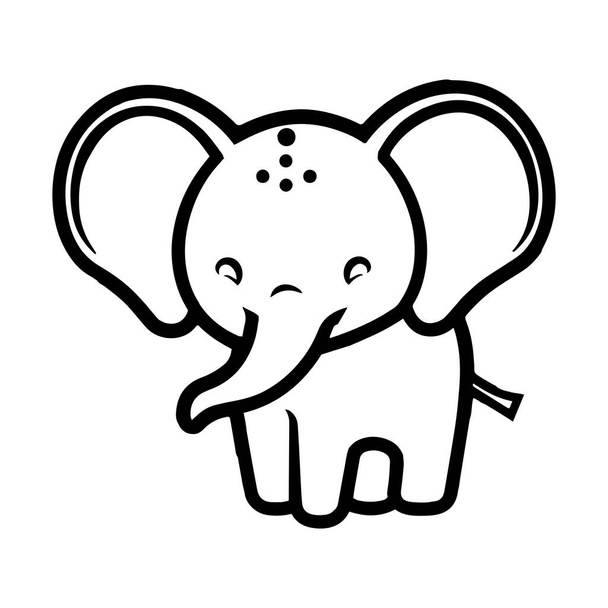 Handgezeichneter niedlicher Elefant im Doodle-Stil isoliert auf Hintergrund - Vektor, Bild