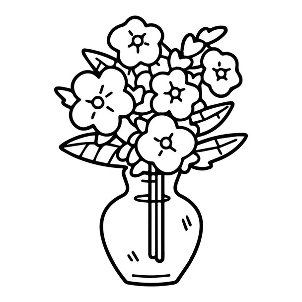 Bouquet de fleurs dessiné à la main dans le style doodle isolé sur fond - Vecteur, image