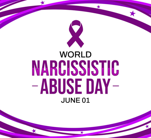 World Narcissistic Abuse Day tapeta z fioletową wstążką i projekt typograficzny w centrum - Zdjęcie, obraz