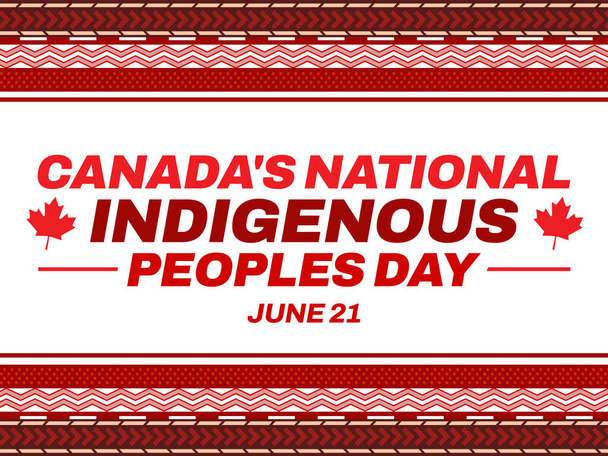 Kansallinen alkuperäiskansojen päivä Kanadassa, taustan suunnittelu typografialla ja perinteisillä rajalajeilla - Valokuva, kuva