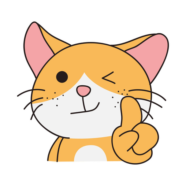 Hand Drawn Cute Cat Sticker Isolated On White Background. Cute Orange Cat Illustration. Cute Cat Kitty, kitten, kawaii, chibi style, emoji, character, sticker, emoticon, smile, emotion, mascot. - Vector, Image