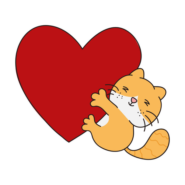 Adesivo gatto carino disegnato a mano isolato su sfondo bianco. Graziosa illustrazione arancione del gatto. Gattino carino, gattino, kawaii, stile chibi, emoji, personaggio, adesivo, emoticon, sorriso, emozione, mascotte. - Vettoriali, immagini