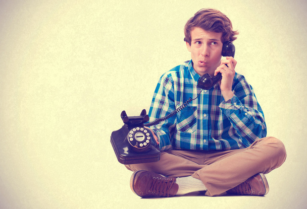 teenager talking on the phone. isolated - Foto, Imagen