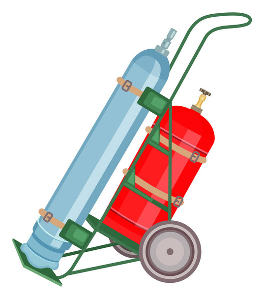 Gas cylinder vector tank. Propane bottle icon container. Oxygen gas cylinder canister fuel storage. Balloon with flammable sign. Oil fuel metal safety. Safe butane and propane, oxygen equipment - Vector, imagen